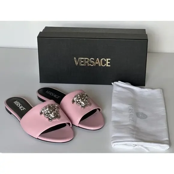 VERSACE Medusa Women's Rose Sandals 7 US (37 Euro) 1009428 Spain NIB $850 - Picture 11 of 13